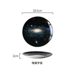 8 inch Nordic Night Sky Star Aurora Ceramic Dinner Dish Plate Decorative Dish Salad Dessert Snack Dish Food Container Crockery