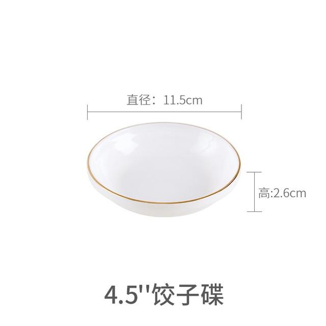 White Dinner Plate Bowl Dinnerware Set with Glod Rim Porcelain Soup Noodle Salad Bowl Fish Plate Spoon Glass Tableware Crockery