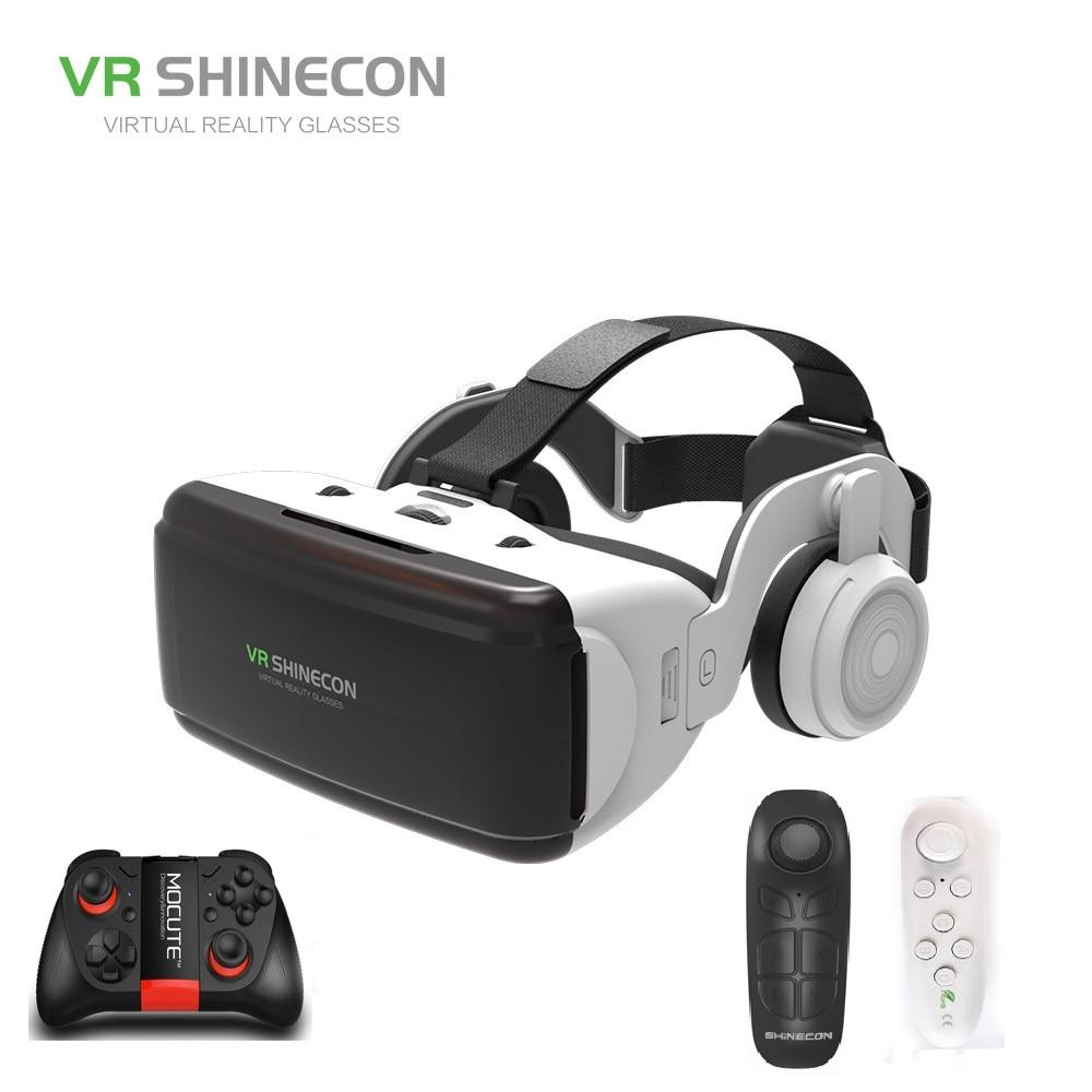 VR SHINECON BOX 5 Mini VR Glasses 3D G 06E Glasses Virtual Reality Glasses VR Headset For Google cardboard with headphone