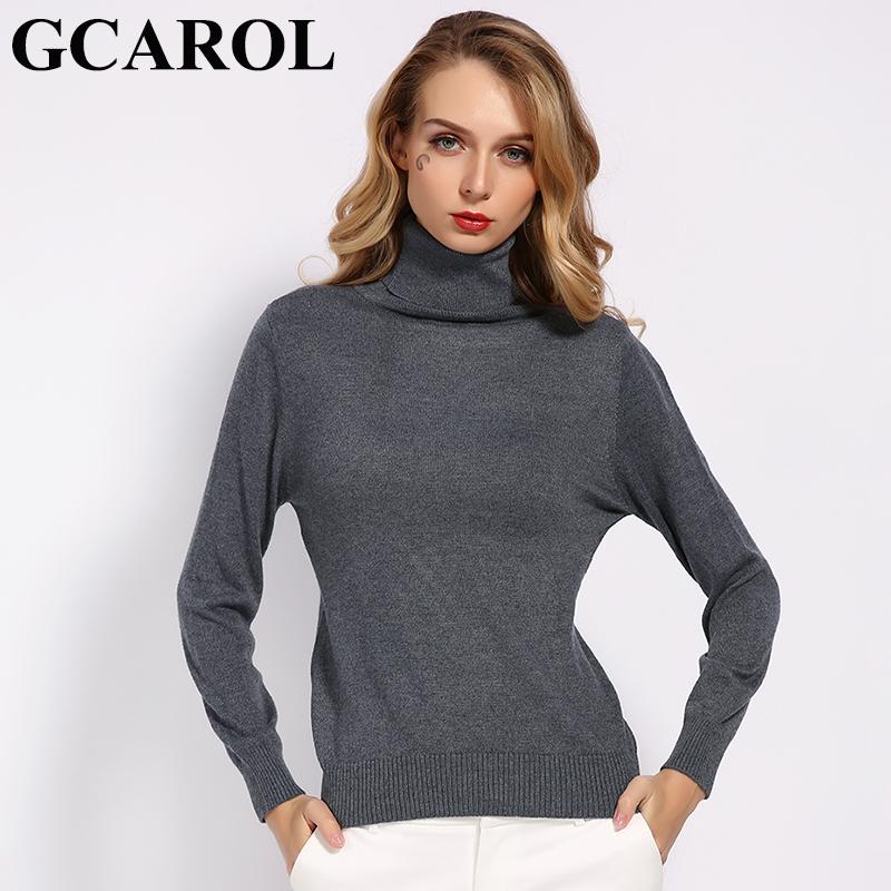 GCAROL New Fall Winter 30% Wool Turtleneck Sweater Soft Handle Warm Women Jumper OL Render Knit Pullover S-3XL