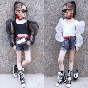 Summer girls t shirt baby crop top kids short tee children streetwear clothes