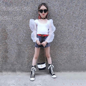 Summer girls t shirt baby crop top kids short tee children streetwear clothes