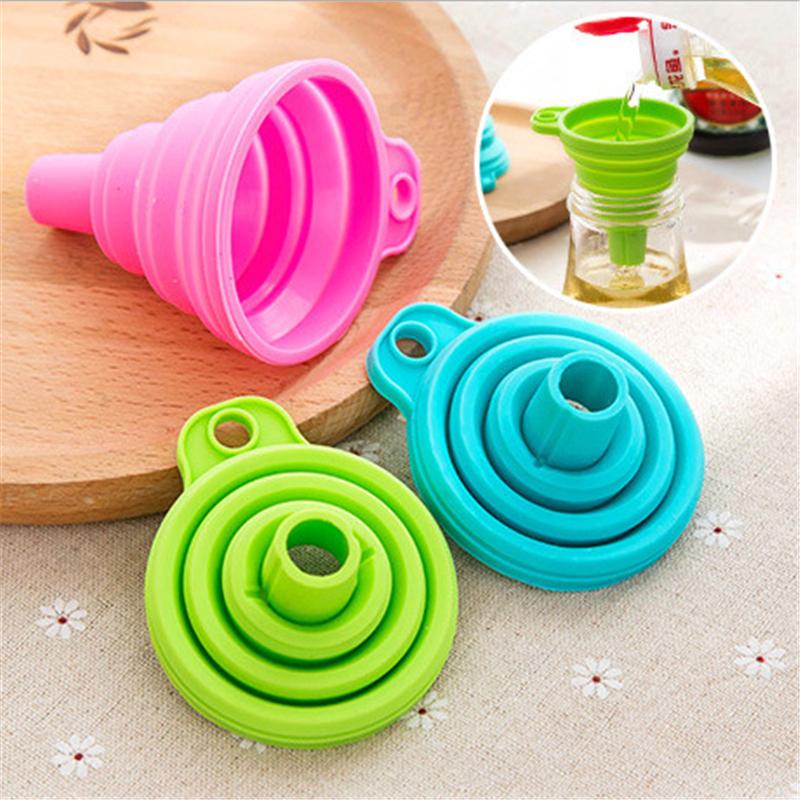 CHASANWAN 1pc Mini Silicone Gel Foldable Collapsible Style Funnel Hopper Kitchen Cooking Tools Kitchen Goods Kitchen Accessories