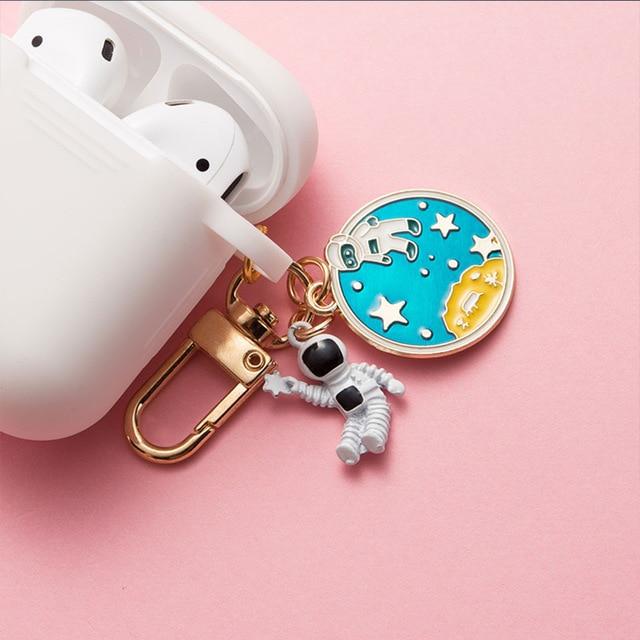 Cosmic Astronaut Spaceman Silicone Case for Apple Airpods 1 2  Accessories Case Protective Cover Bag Box Earphone Case Key ring