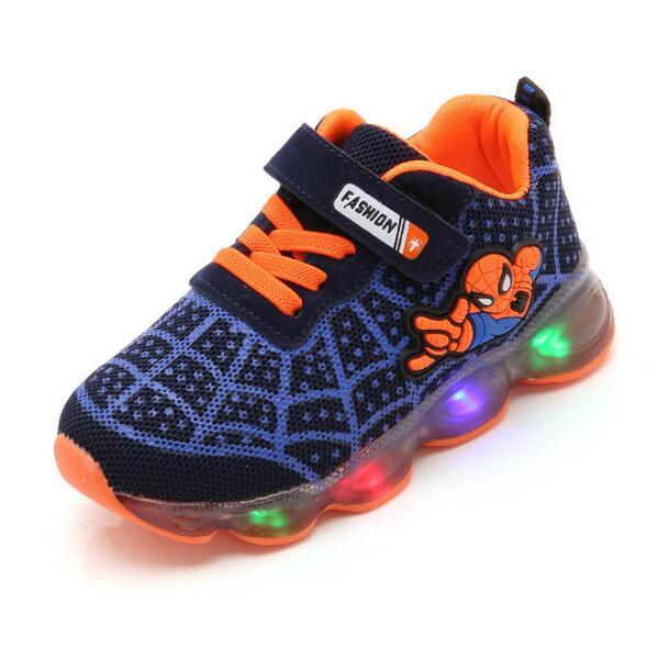 Boys Sneaker Girls Spiderman Kids Led Shoes With Lights Sneaker