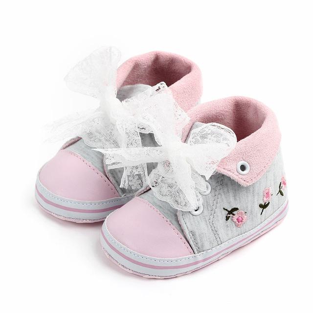 Baby Girl Shoes White Lace Floral Embroidered Soft Shoes