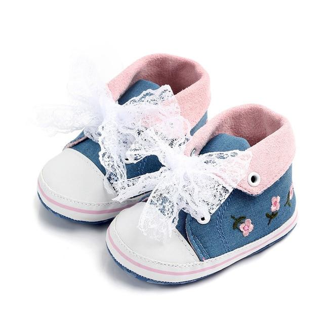 Baby Girl Shoes White Lace Floral Embroidered Soft Shoes