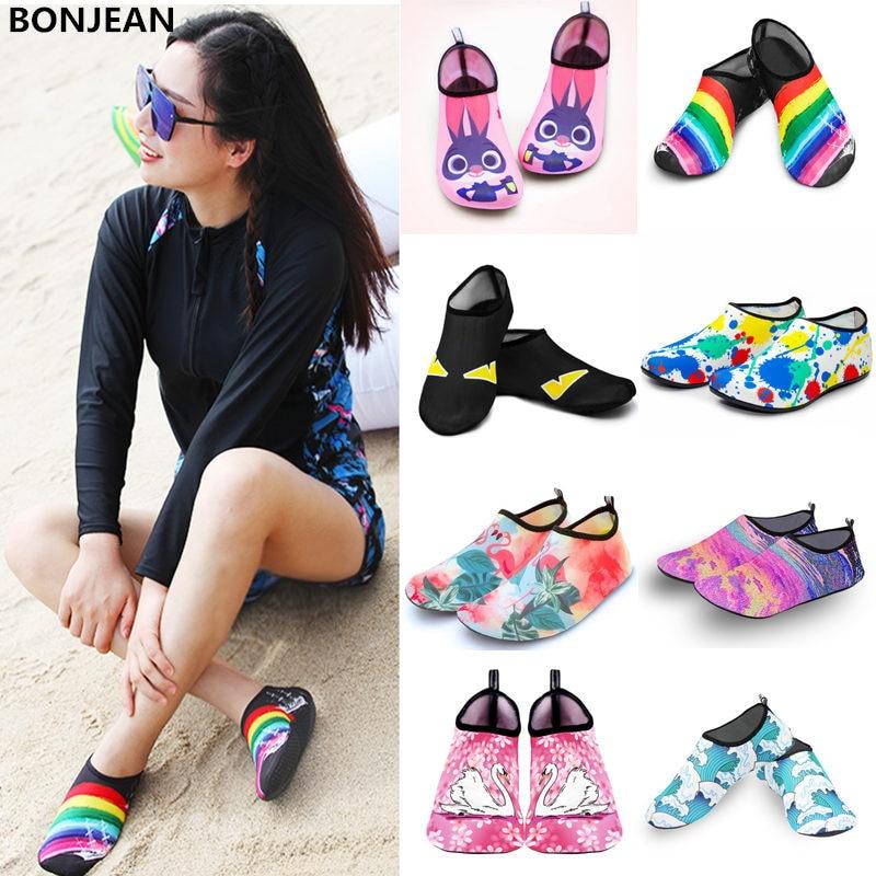 Men Women Water Shoes Swimming Socks Printing Color Summer Aqua Beach Sneakers