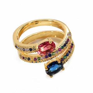 Women's Ring Crown Rainbow Ring Inlay Colored Rhinestone