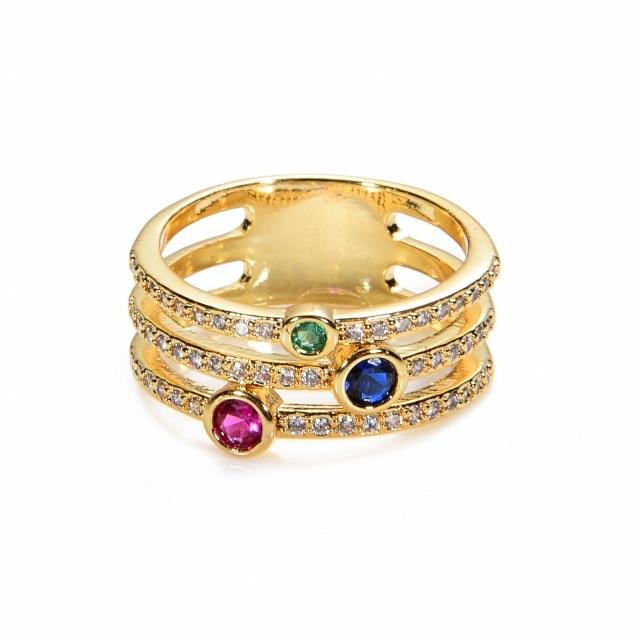 Women's Ring Crown Rainbow Ring Inlay Colored Rhinestone