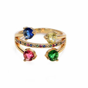 Women's Ring Crown Rainbow Ring Inlay Colored Rhinestone