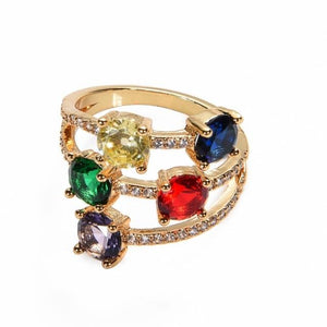 Women's Ring Crown Rainbow Ring Inlay Colored Rhinestone