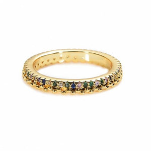 Women's Ring Crown Rainbow Ring Inlay Colored Rhinestone