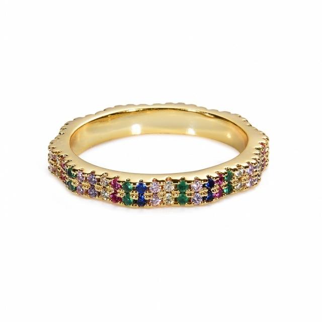 Women's Ring Crown Rainbow Ring Inlay Colored Rhinestone