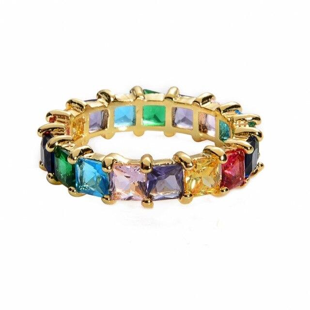 Women's Ring Crown Rainbow Ring Inlay Colored Rhinestone