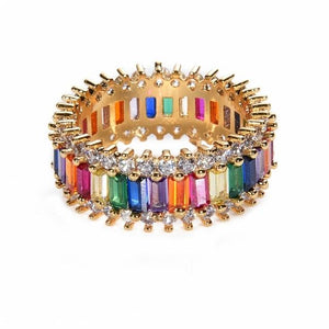 Women's Ring Crown Rainbow Ring Inlay Colored Rhinestone