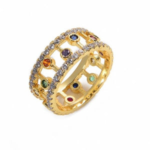 Women's Ring Crown Rainbow Ring Inlay Colored Rhinestone