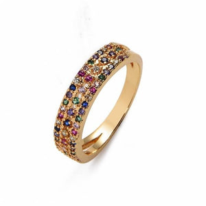 Women's Ring Crown Rainbow Ring Inlay Colored Rhinestone