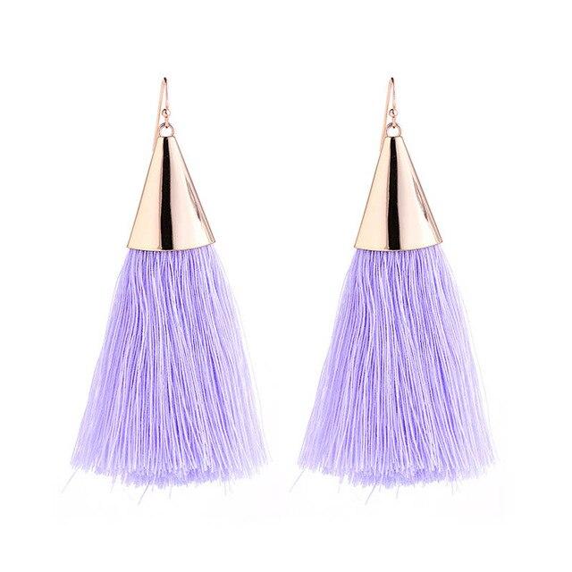 8-color bohemian tassel earrings exaggerated large geometric round pendant long earrings