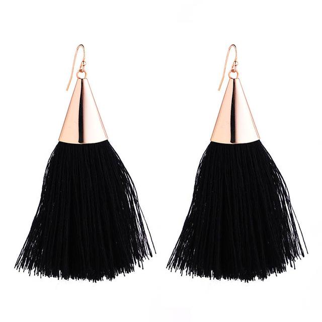 8-color bohemian tassel earrings exaggerated large geometric round pendant long earrings