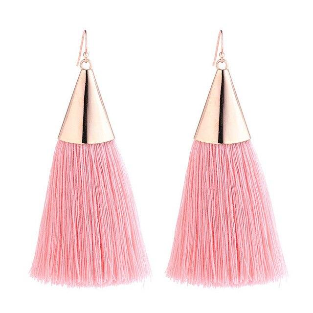 8-color bohemian tassel earrings exaggerated large geometric round pendant long earrings