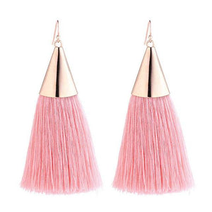 8-color bohemian tassel earrings exaggerated large geometric round pendant long earrings