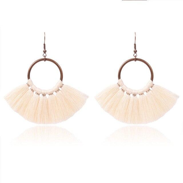 8-color bohemian tassel earrings exaggerated large geometric round pendant long earrings