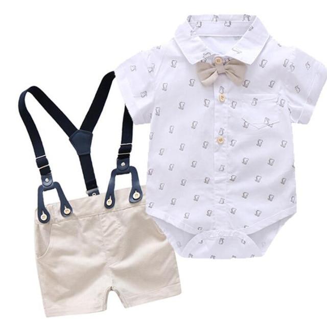 Baby Boys Gentleman Summer Wedding Party Birthday Newborn Infant Boy Clothes Tops+Shorts