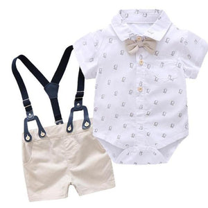 Baby Boys Gentleman Summer Wedding Party Birthday Newborn Infant Boy Clothes Tops+Shorts