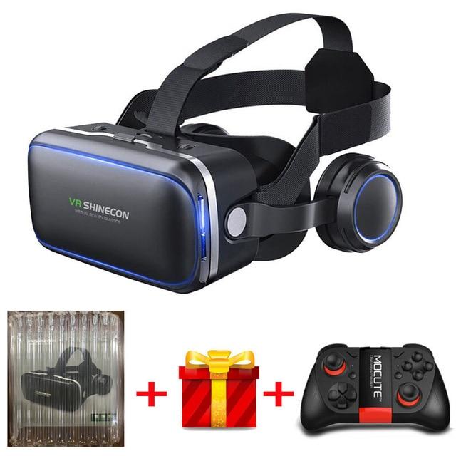 Original VR shinecon 6.0 headset version virtual reality glasses 3D glasses headset helmets smartphone Full package + controller