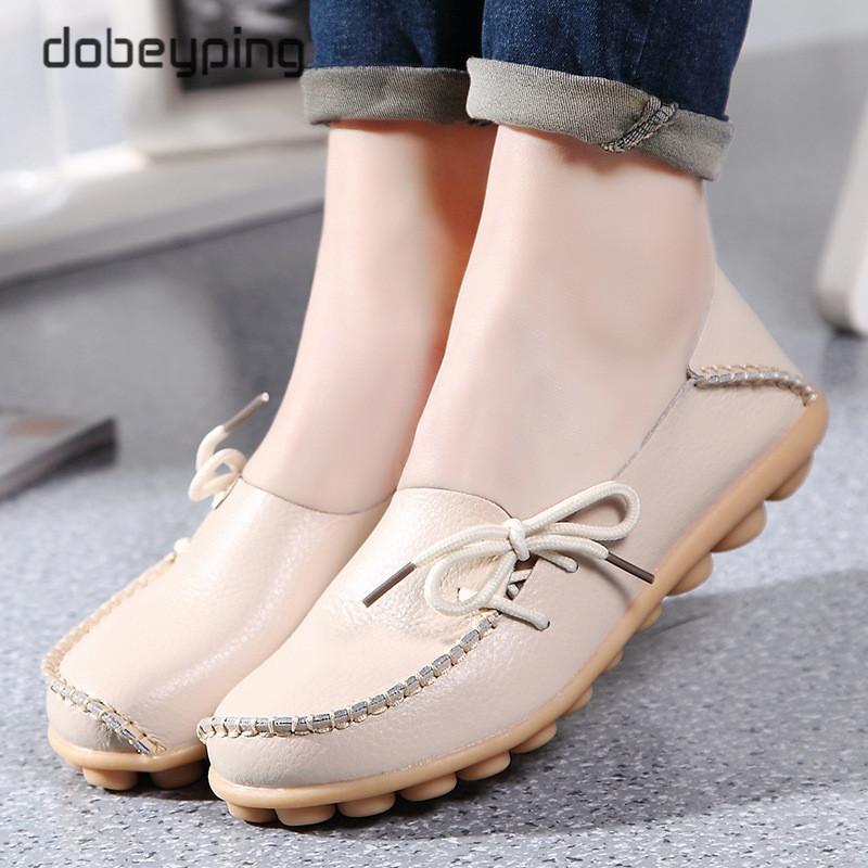 New Moccasins Women Autumn Woman Loafers Genuine Leather Female Shoes