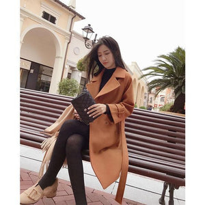 Mishow 2019 autumn and winter woolen coat female Mid-Long New Korean temperament women's popular woolen coat MX17D9636