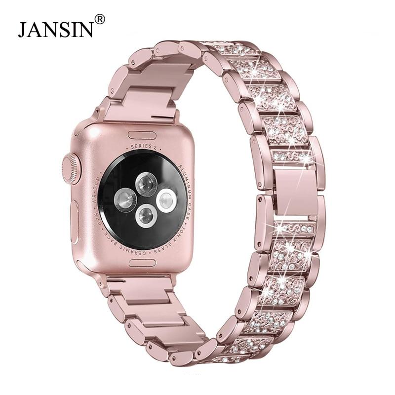 For Apple Watch band 40mm 44mm 38mm 42mm women Diamond Band for Apple Watch series 5 4 3 2 iWatch bracelet stainless steel strap