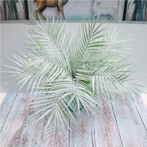 9 Fork Fake Plant Artificial Palm Tree Leaves Bouquet Tropical False Bamboo Plastic Leaf Branches For Garden Jungle Party Decor