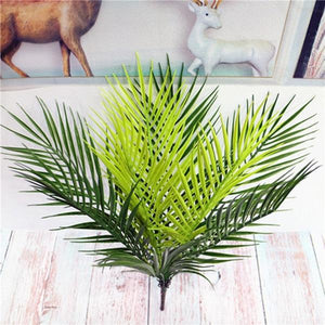 9 Fork Fake Plant Artificial Palm Tree Leaves Bouquet Tropical False Bamboo Plastic Leaf Branches For Garden Jungle Party Decor