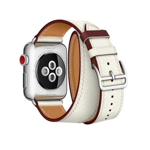 Double Tour Band for Apple Watch Series 5 4 3 2 1 Strap for iWatch Belt High Quality Genuine Leather Loop 38mm/40mm /42mm/44mm