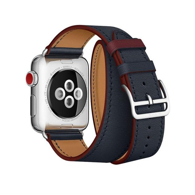 Double Tour Band for Apple Watch Series 5 4 3 2 1 Strap for iWatch Belt High Quality Genuine Leather Loop 38mm/40mm /42mm/44mm