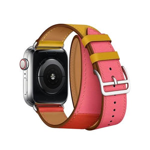 Double Tour Band for Apple Watch Series 5 4 3 2 1 Strap for iWatch Belt High Quality Genuine Leather Loop 38mm/40mm /42mm/44mm