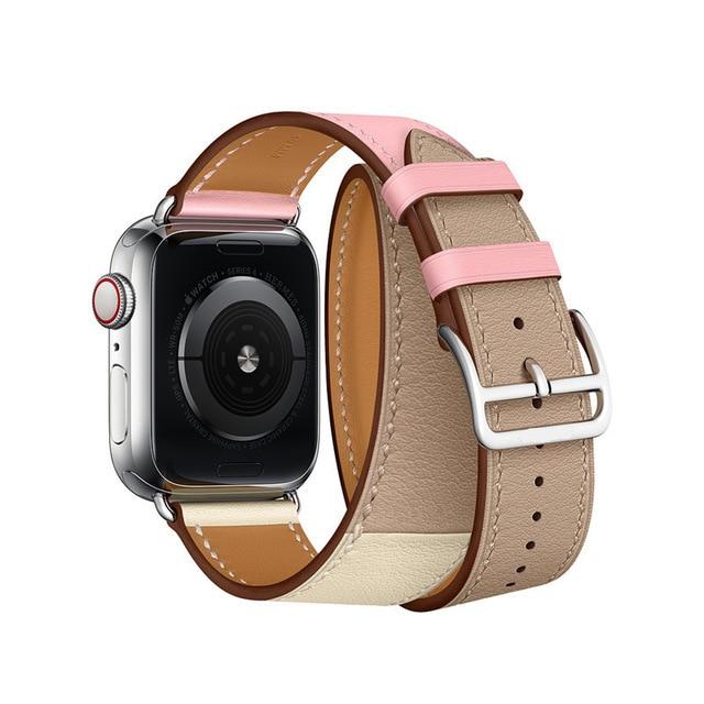 Double Tour Band for Apple Watch Series 5 4 3 2 1 Strap for iWatch Belt High Quality Genuine Leather Loop 38mm/40mm /42mm/44mm