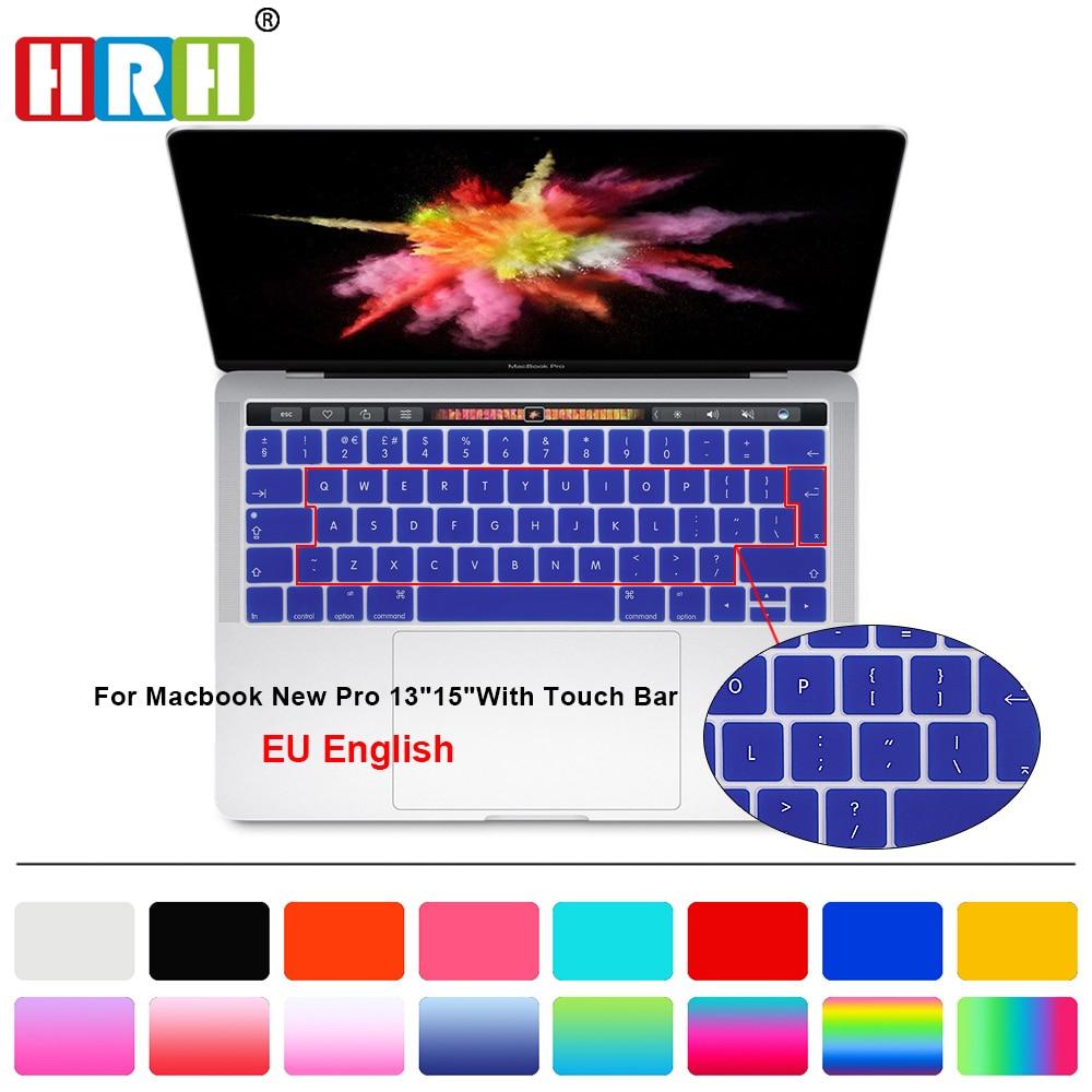 HRH English EU Silicone Keyboard Cover Skin Protector For Mac NewPro 13" A1706 A2159 Pro 15" A1707 With Touch Bar 2017/2018/2019