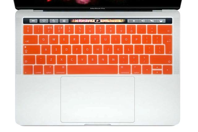 HRH English EU Silicone Keyboard Cover Skin Protector For Mac NewPro 13" A1706 A2159 Pro 15" A1707 With Touch Bar 2017/2018/2019