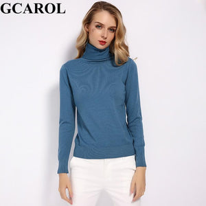 GCAROL 2019 New Women 30% Wool Turtleneck Sweater Fall Winter Jumper Render Knit Basic Pullover Solid Color OL Lady Knitted Tops