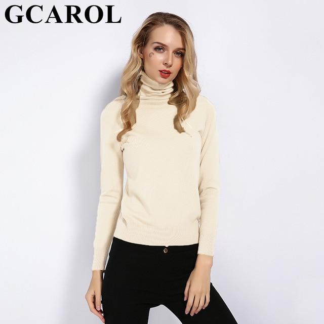 GCAROL 2019 New Women 30% Wool Turtleneck Sweater Fall Winter Jumper Render Knit Basic Pullover Solid Color OL Lady Knitted Tops