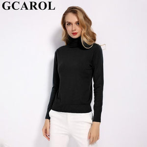 GCAROL 2019 New Women 30% Wool Turtleneck Sweater Fall Winter Jumper Render Knit Basic Pullover Solid Color OL Lady Knitted Tops