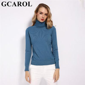 GCAROL 2019 New Women 30% Wool Turtleneck Sweater Fall Winter Jumper Render Knit Basic Pullover Solid Color OL Lady Knitted Tops