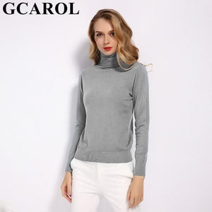 GCAROL 2019 New Women 30% Wool Turtleneck Sweater Fall Winter Jumper Render Knit Basic Pullover Solid Color OL Lady Knitted Tops