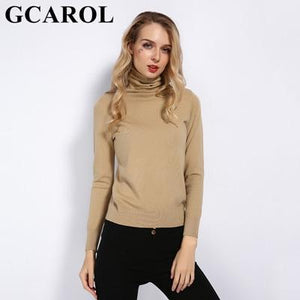 GCAROL 2019 New Women 30% Wool Turtleneck Sweater Fall Winter Jumper Render Knit Basic Pullover Solid Color OL Lady Knitted Tops