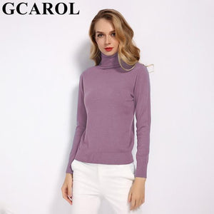 GCAROL 2019 New Women 30% Wool Turtleneck Sweater Fall Winter Jumper Render Knit Basic Pullover Solid Color OL Lady Knitted Tops