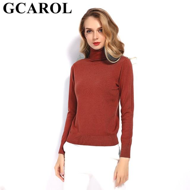 GCAROL 2019 New Women 30% Wool Turtleneck Sweater Fall Winter Jumper Render Knit Basic Pullover Solid Color OL Lady Knitted Tops