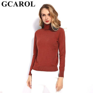 GCAROL 2019 New Women 30% Wool Turtleneck Sweater Fall Winter Jumper Render Knit Basic Pullover Solid Color OL Lady Knitted Tops